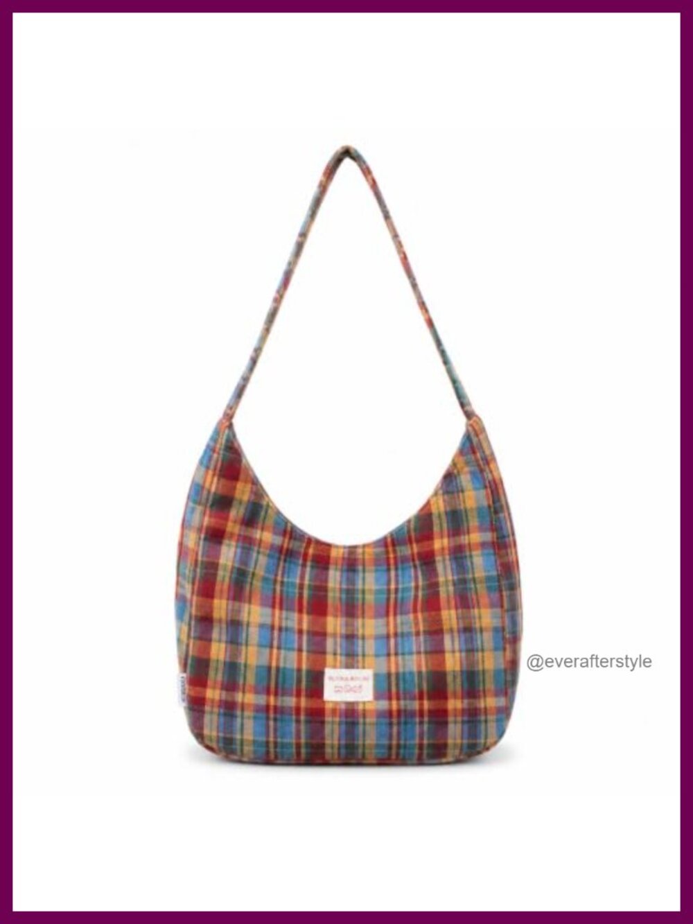 Tweed Plaid Hobo Shoulder Bag Slouchy Magnetic Crossbody Purse